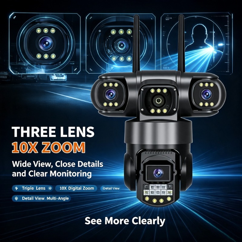 Outdoor Waterproof 3 Lens Secu - đánh giá và giá Home Yard Security Cameras