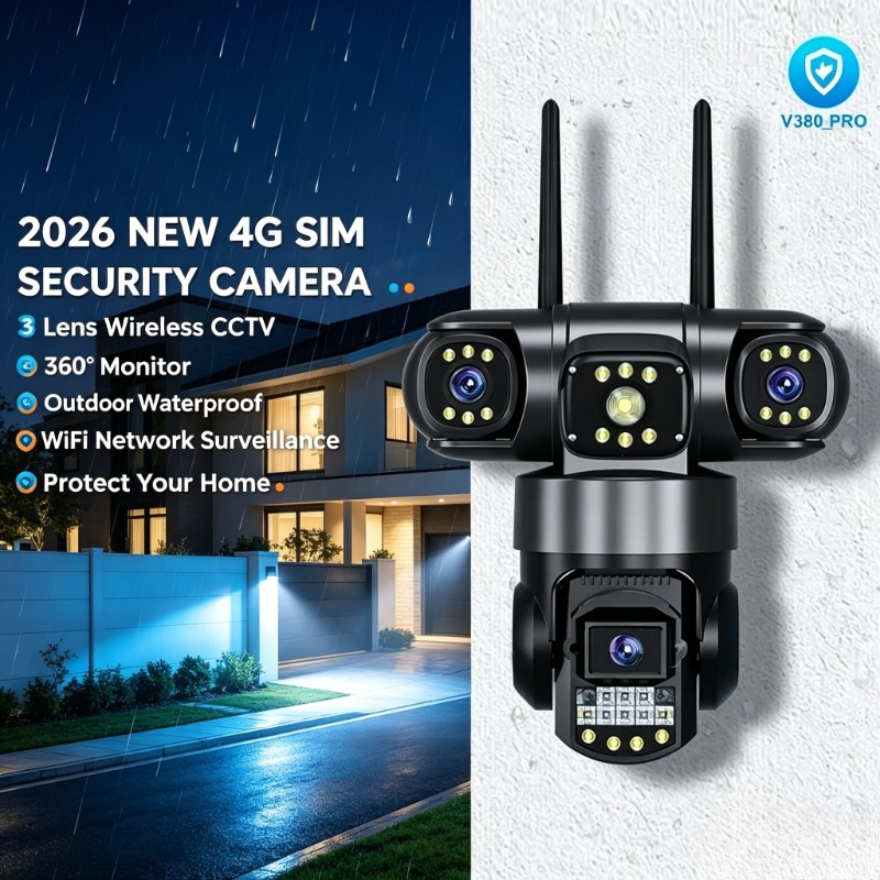 3‑Lens 4G SIM Security Cam 360 - đánh giá và giá Home Yard Security Cameras