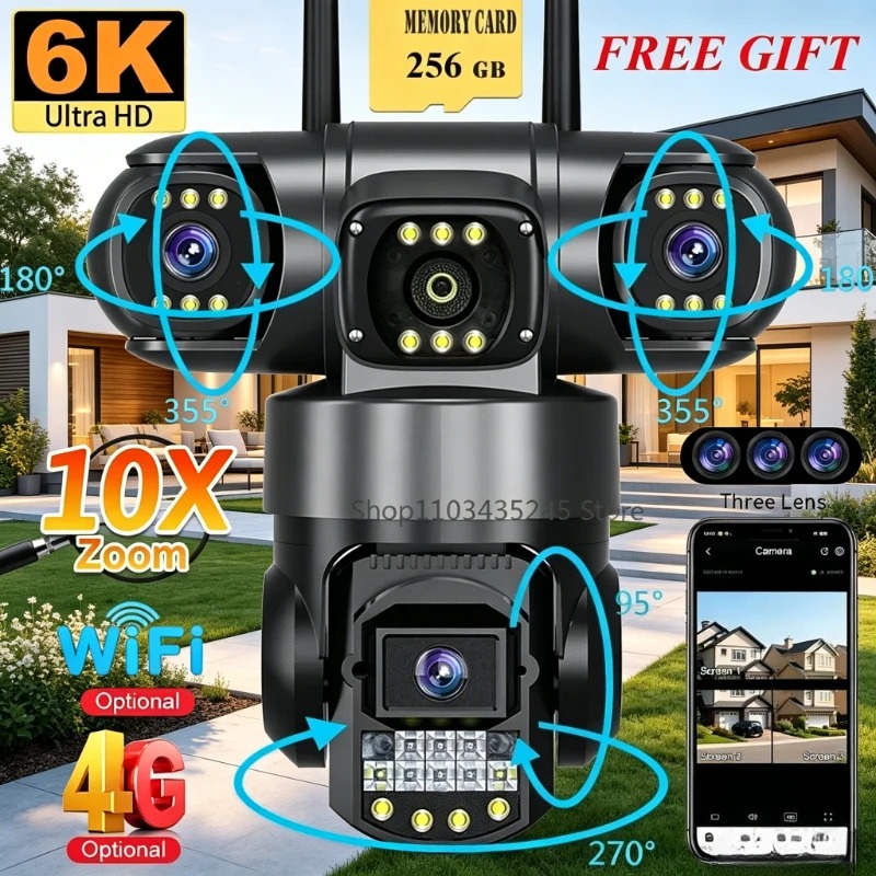 3‑Lens 4G SIM Security Cam 360 - đánh giá và giá Home Yard Security Cameras