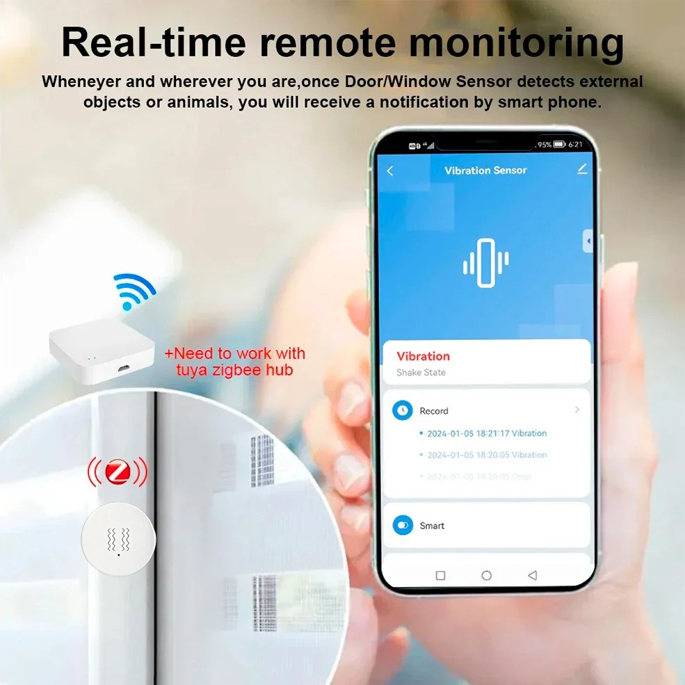 Tuya Zigbee Smart Vibration Se - đánh giá và giá Home Security Alarm